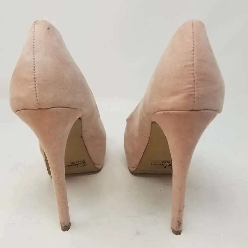Charlotte Russe Pink Suede Platform‎ Peep Heels 9